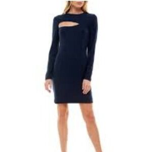 NWT SOCIALITE Womens SZ LG. Ribbed body con sheath dress w/ neckline cutout